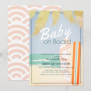 Baby aan boord Beach Surf Girl Virtual Baby shower Kaart
