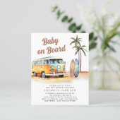 Baby aan boord Beach Surven Baby shower Uitnodigin (Staand voorkant)