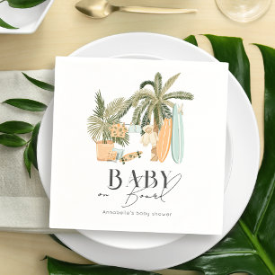Baby aan boord Palm Tree Surfboard Baby shower Servet