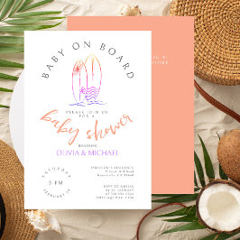 Baby aan boord Pink Surfboard Baby Gir Shower Kaart