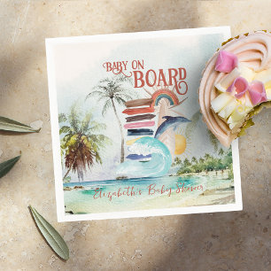 Baby aan boord Retro Summer Surf Baby shower Servet