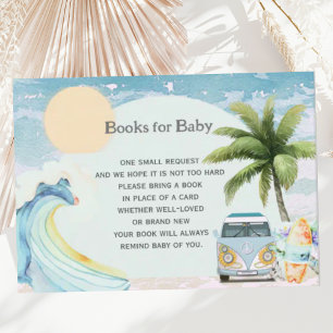Baby aan boord Retro Surfing Beach Baby shower Informatiekaartje