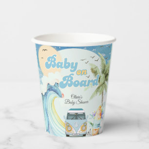 Baby aan boord Retro Surfing Beach Baby shower Papieren Bekers