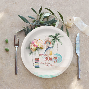 Baby aan boord Retro Zomer Surf Baby Shower Papieren Bordje