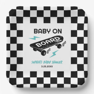 Baby aan boord Skateboard Baby shower Paper Borden Papieren Bordje
