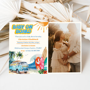 Baby aan boord strand baby shower foto kaart