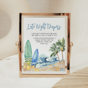 Baby Aan boord Strand Baby shower Late Night Luier Poster