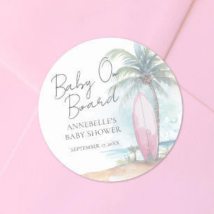Baby Aan Boord Strand Baby Shower Ronde Sticker