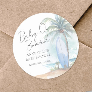 Baby Aan Boord Strand Baby Shower Ronde Sticker