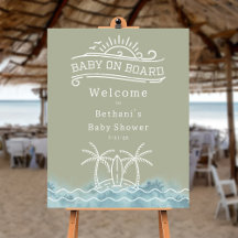 Baby Aan boord Surf Groen Baby shower Welkom