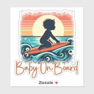 Baby Aan boord Surfboard, Baby Surfing, Surven Dec Sticker