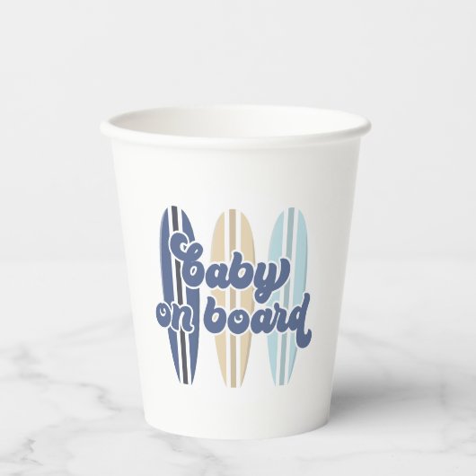 Baby aan boord Surfboard Beach Baby shower Papieren Bekers (Voorkant)
