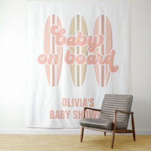 Baby aan boord Surfboard Beach Baby shower Wandkleed