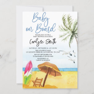 Baby aan boord Surfboard Summer Beach Baby shower Kaart