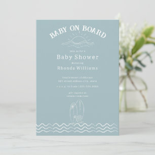 Baby Aan boord Surfen Green Beach Baby shower Kaart