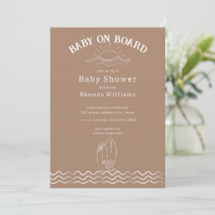 Baby Aan boord Surfen Green Beach Baby shower Kaart