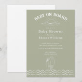 Baby Aan boord Surfen Green Beach Baby shower Kaart (Voorkant / Achterkant)