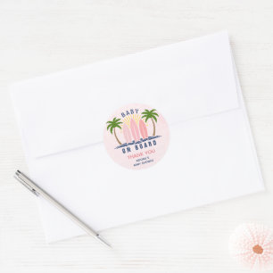 Baby aan boord surfen splash roze baby meisje douc ronde sticker