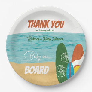 Baby aan boord Surfende tropische Baby shower Papieren Bordje