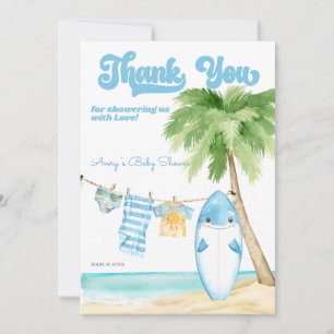 Baby aan boord Surfing Boy Baby shower Bedankkaart