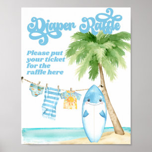 Baby aan boord Surfing Boy Baby shower Luier Poster