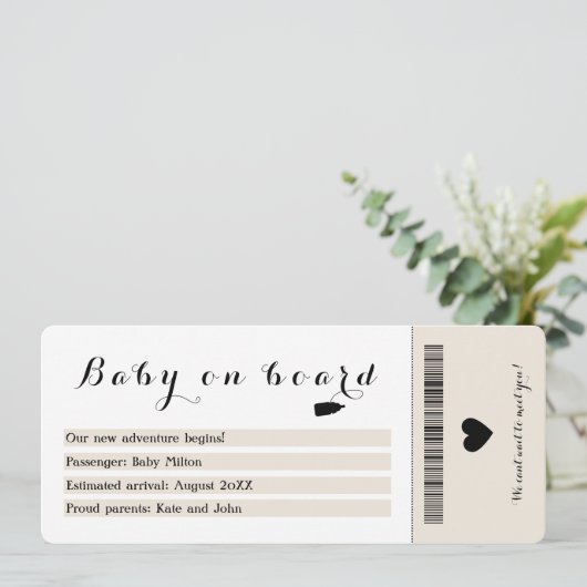 Baby Aan boord Travel Boarding Pass Zwangerschap Aankondiging (Staand voorkant)