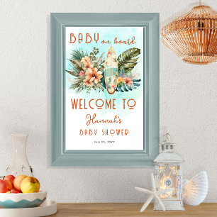 Baby aan boord Tropisch Surf Neutraal Baby shower Poster