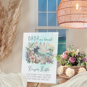 Baby aan boord van de tropische oversteekplaats reclamebord met voetstuk