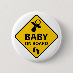 Baby aan boord van een grappig baby ronde button 5,7 cm