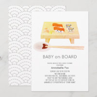 Baby aan boord van het Baby shower Sushi Uitnodigi
