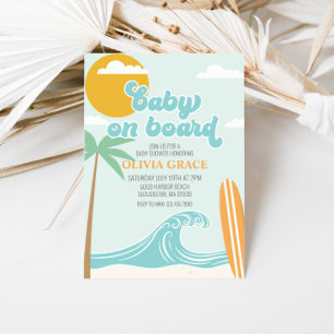 Baby aan boord van het Baby shower voor surfstrand Kaart