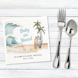 Baby aan boord van het Beach Surfing Baby shower Servet