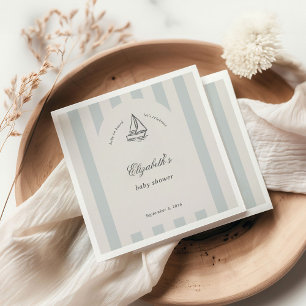 Baby aan boord van het elegante Blue Sailboat Baby Servet