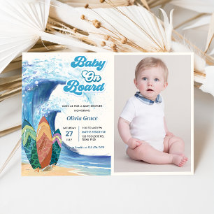 Baby Aan boord van het strand Baby shower Foto Kaart