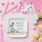 Baby aan boord van het Surfing Beach Baby shower Papieren Bordje (Feest)