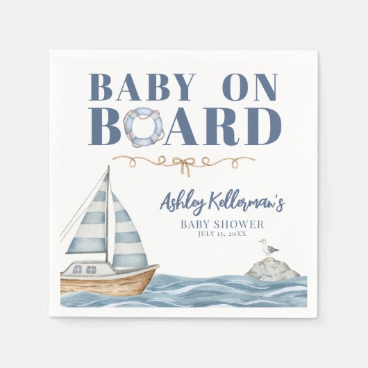 Baby aan boord van nautisch Baby shower Servet (Voorkant)