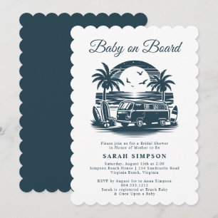 Baby aan boord van Retro Tropisch Baby shower Kaart
