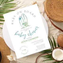 Baby aan boord Waterverf SurfboardBaby shower Briefkaart