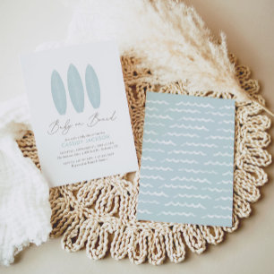 Baby aan boord Waterverf SurfboardBaby shower Kaart