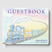 Baby aan boord Waterverf Train Baby shower Gastenboek (Voorkant)