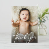 Baby Aangepaste foto's Modern Handlettering Bedankkaart (Staand voorkant)