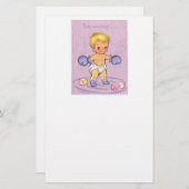  Baby Aankondiging/Boxing Handschoenen Briefpapier (Voorkant / Achterkant)