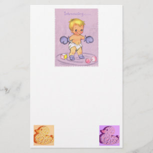 Baby Aankondiging/Boxing Handschoenen Briefpapier