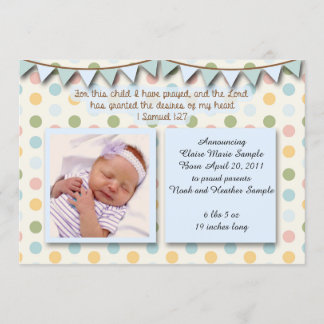Baby Aankondiging, Christelijke Schrift voor Jonge Kaart