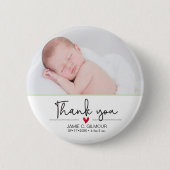 Baby Aankondiging, Dank u, Manuscript Ronde Button 5,7 Cm (Voorkant)