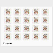 Baby Aankondiging, Dank u, Script Classic Round Vierkante Sticker (Vel)