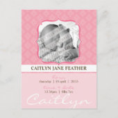 BABY AANKONDIGING:: elegant ingelijst 6 Aankondigingskaart (Voorkant)