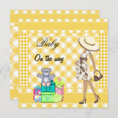 Baby Aankondiging Gele cheques Gingham (Voorkant / Achterkant)