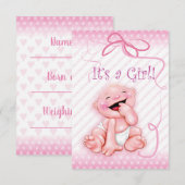 Baby aankondiging "Het is een meisje" (Voorkant / Achterkant)