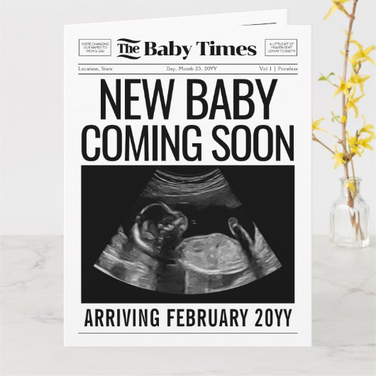 Baby Aankondiging Nieuwsblad Zwangerschap onthulle (Gele Bloem)